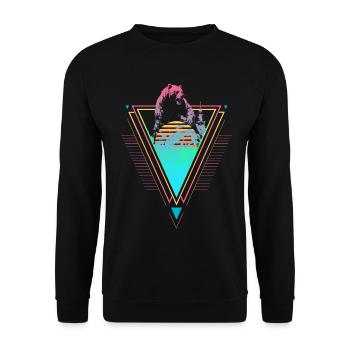 Kodiakbär Vaporwave Synthwave des années 90 80 coucher de soleil - Sweat-shirt Unisexe - noir - Devant - Alina (178cm) & Michal (187cm)