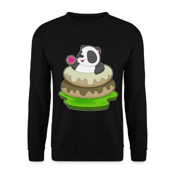 Panda Donut - Unisex Pullover - Schwarz - Vorne - Alina (178cm) & Michal (187cm)