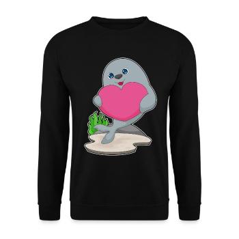 Seal Heart - Unisex Sweatshirt - black - Front - Alina (178cm) & Michal (187cm)