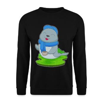 Seal Coffee Mug - Unisex Sweatshirt - black - Front - Alina (178cm) & Michal (187cm)