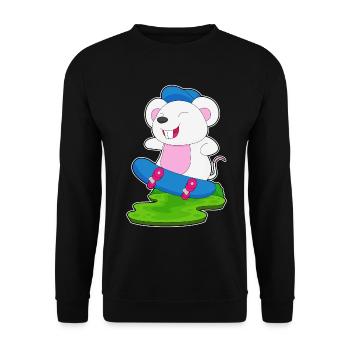 Maus Skater Skateboard - Unisex Pullover - Schwarz - Vorne - Alina (178cm) & Michal (187cm)