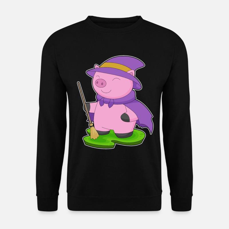 Pig Witch Broom - Unisex Sweatshirt - black