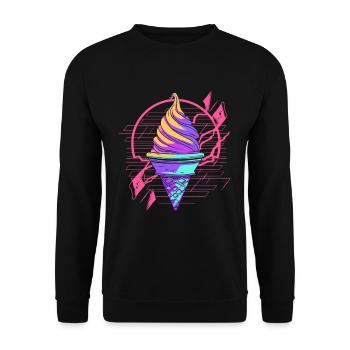 Cornet de crème glacée Synthwave - Sweat-shirt Unisexe - noir - Devant - Alina (178cm) & Michal (187cm)
