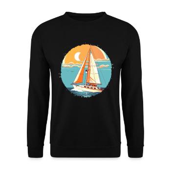Segeln Comic Look - Unisex Pullover - Schwarz - Vorne - Alina (178cm) & Michal (187cm)