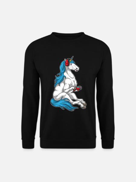 Einhorn Gamer Controller - Unisex Pullover - Schwarz