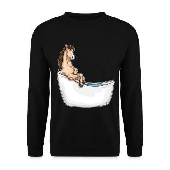 Pferd Baden Badewanne - Unisex Pullover - Schwarz - Vorne - Alina (178cm) & Michal (187cm)
