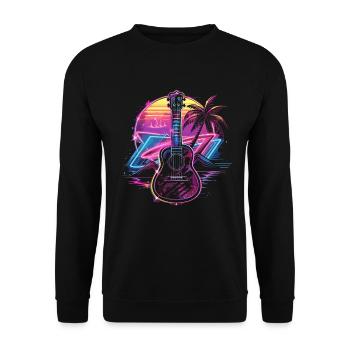 Ukulele Retrowave - Unisex Sweatshirt - black - Front - Alina (178cm) & Michal (187cm)