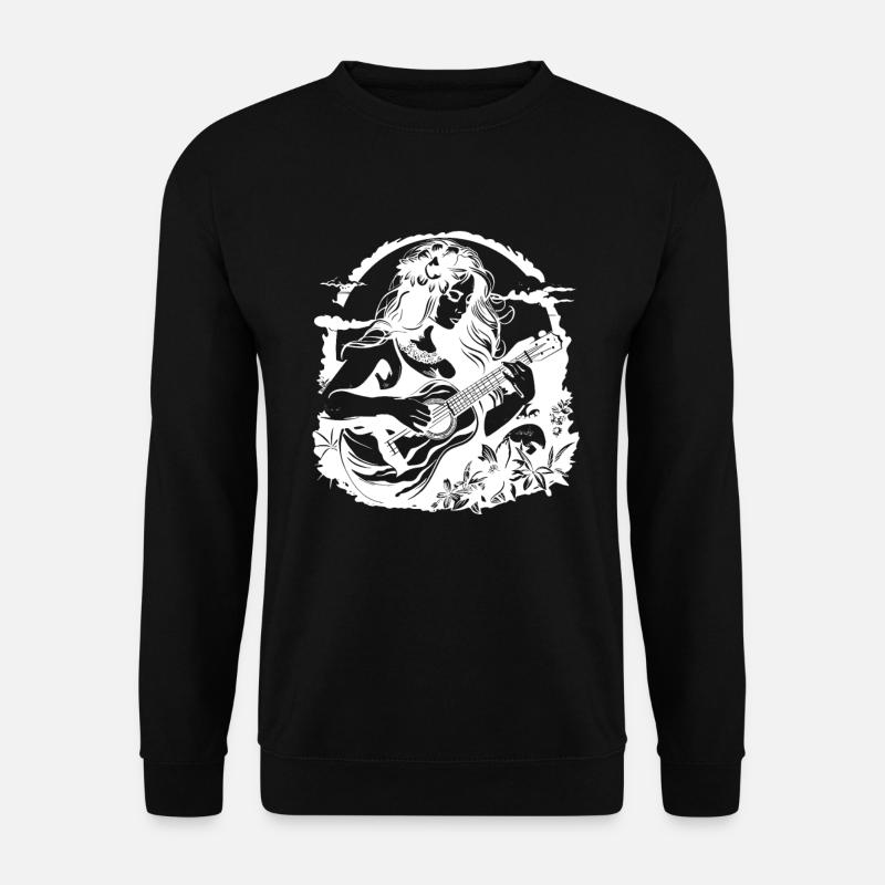 Hawaii Ukulele Mädchen Zeichnung - Unisex Pullover - Schwarz