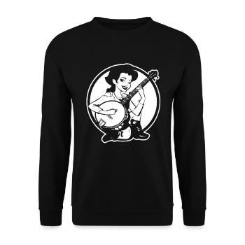 Cartoon Banjo Player - Unisex Sweatshirt - black - Front - Alina (178cm) & Michal (187cm)