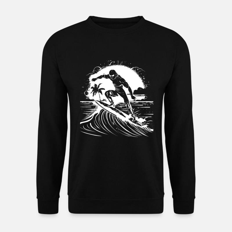 Surfer Grafik - Unisex Pullover - Schwarz
