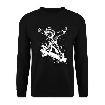 Skateboard Junge - Unisex Pullover - Schwarz - Vorne - Alina (178cm) & Michal (187cm)