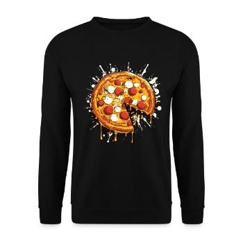 Pizza Graphic - Unisex Sweatshirt - black - Front - Alina (178cm) & Michal (187cm)