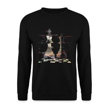 Chess Queen and King Graphic - Unisex Sweatshirt - black - Front - Alina (178cm) & Michal (187cm)