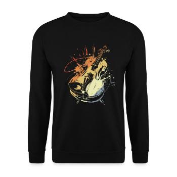 Violine Vintage-Look - Unisex Pullover - Schwarz - Vorne - Alina (178cm) & Michal (187cm)