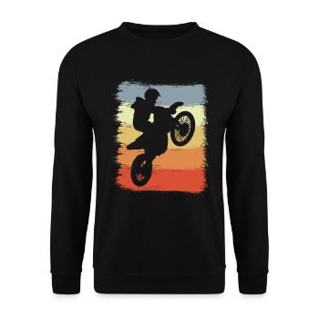 Retro Motocross Grafik - Unisex Pullover - Schwarz - Vorne - Alina (178cm) & Michal (187cm)