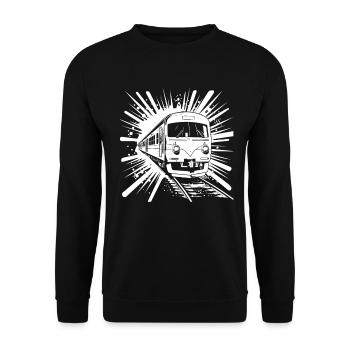 Look de bande dessinée ferroviaire - Sweat-shirt Unisexe - noir - Devant - Alina (178cm) & Michal (187cm)