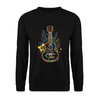 Ukulélé : Dessin au trait - Sweat-shirt Unisexe - noir - Devant - Alina (178cm) & Michal (187cm)