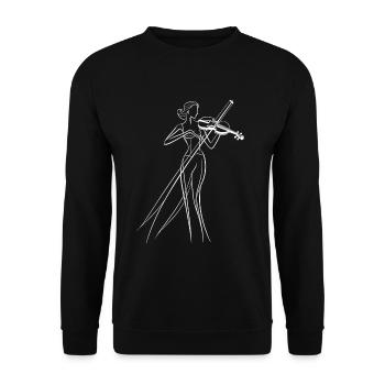 Geigenspielerin Skizze - Unisex Pullover - Schwarz - Vorne - Alina (178cm) & Michal (187cm)