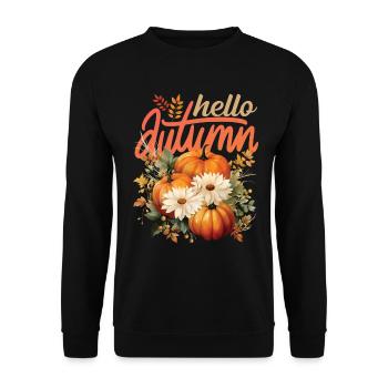Niedlich Hallo Herbst Saison Thanksgiving und Herbst - Unisex Pullover - Schwarz - Vorne - Alina (178cm) & Michal (187cm)