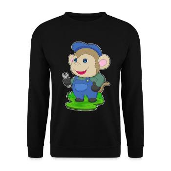 Affe Mechaniker Schraubenschlüssel Werkstatt - Unisex Pullover - Schwarz - Vorne - Alina (178cm) & Michal (187cm)