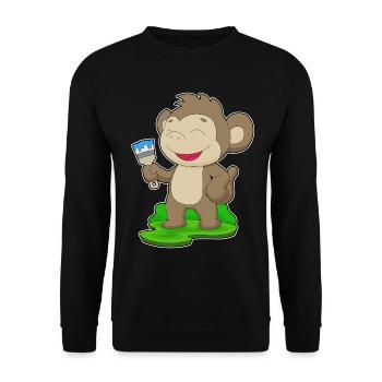 Singe Peintre Pinceau Peinture - Sweat-shirt Unisexe - noir - Devant - Alina (178cm) & Michal (187cm)