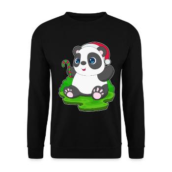 Panda Christmas Candy Cane - Unisex Sweatshirt - black - Front - Alina (178cm) & Michal (187cm)