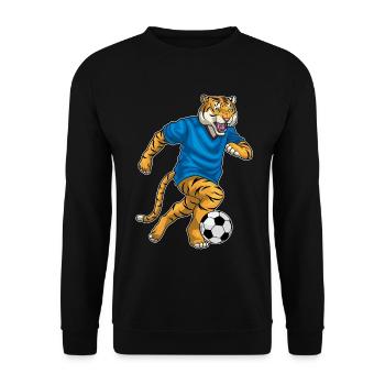 Tiger Fußballspieler Fußball - Unisex Pullover - Schwarz - Vorne - Alina (178cm) & Michal (187cm)