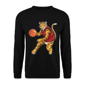 Tiger Basketballspieler Basketball - Unisex Pullover - Schwarz - Vorne - Alina (178cm) & Michal (187cm)