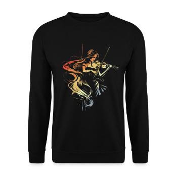 Violine Mädchen - Unisex Pullover - Schwarz - Vorne - Alina (178cm) & Michal (187cm)