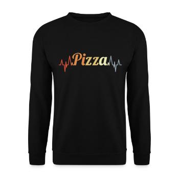 Vintage Pizza Heartbeat - Unisex Sweatshirt - black - Front - Alina (178cm) & Michal (187cm)