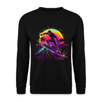 Surfer Vaporwave - Unisex Sweatshirt - black - Front - Alina (178cm) & Michal (187cm)
