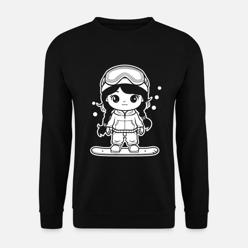 Snowboarderin Cartoon Look - Unisex Pullover - Schwarz