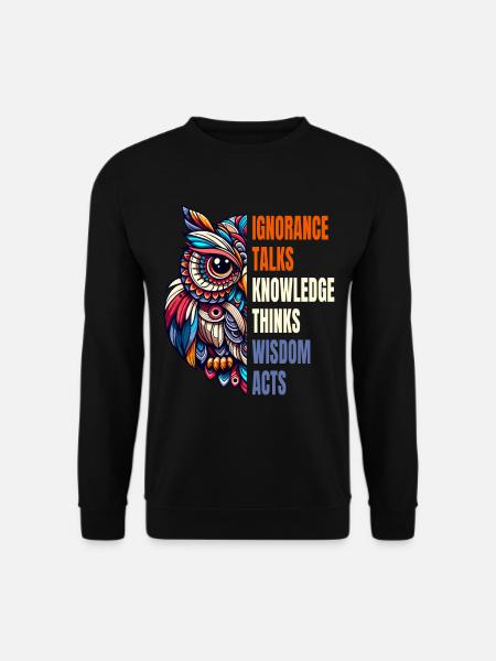 Abstrakte Eule Philosophie Weisheit Wissen Spruch - Unisex Pullover - Schwarz