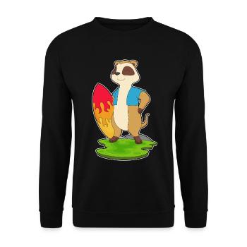 Erdmännchen Surfen Surfbrett Sommer - Unisex Pullover - Schwarz - Vorne - Alina (178cm) & Michal (187cm)