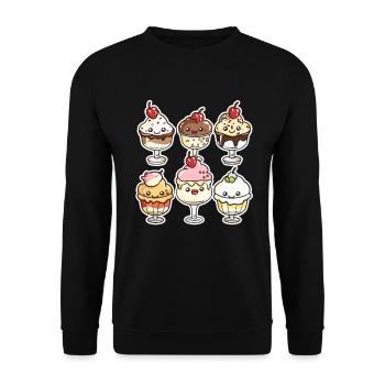 Eiscreme Karikatur - Unisex Pullover - Schwarz - Vorne - Alina (178cm) & Michal (187cm)