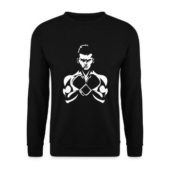 Boxer Skizze - Unisex Pullover - Schwarz - Vorne - Alina (178cm) & Michal (187cm)