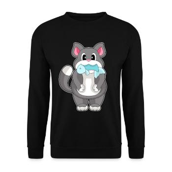 Katze Fisch - Unisex Pullover - Schwarz - Vorne - Alina (178cm) & Michal (187cm)