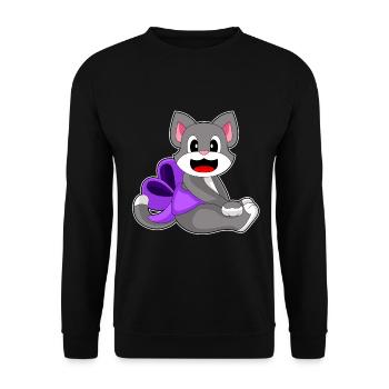 Cat Bow - Unisex Sweatshirt - black - Front - Alina (178cm) & Michal (187cm)