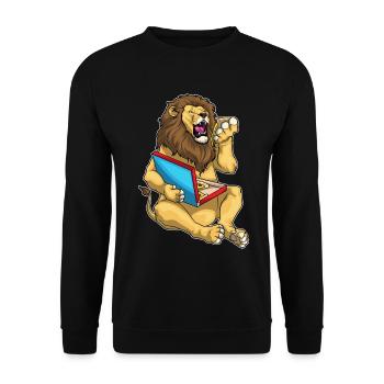 Lion Pizza - Unisex Sweatshirt - black - Front - Alina (178cm) & Michal (187cm)