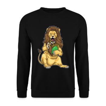 Löwe Pommes frites - Unisex Pullover - Schwarz - Vorne - Alina (178cm) & Michal (187cm)