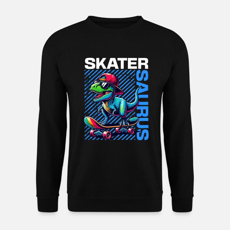 Skater Saurus Cool T-Rex Dinosaur Skateboarder - Unisex Sweatshirt - black
