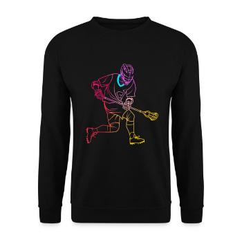 Lacrossespieler Zeichnung - Unisex Pullover - Schwarz - Vorne - Alina (178cm) & Michal (187cm)