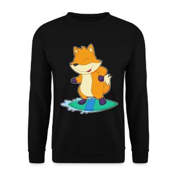 Fox Surfing Surfboard Summer - Unisex Sweatshirt - black - Front - Alina (178cm) & Michal (187cm)