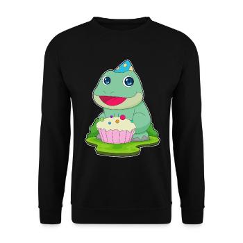Frog Birthday Cupcake - Unisex Sweatshirt - black - Front - Alina (178cm) & Michal (187cm)