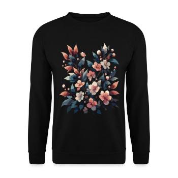 Blumenstrauß Herbst Blumen Blätter - Unisex Pullover - Schwarz - Vorne - Alina (178cm) & Michal (187cm)