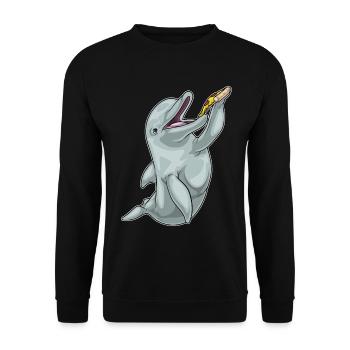 Dolphin Pizza - Unisex Sweatshirt - black - Front - Alina (178cm) & Michal (187cm)