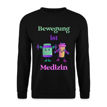 L’exercice est un médicament - Restez en forme, restez en bonne santé - Sweat-shirt Unisexe - noir - Devant - Alina (178cm) & Michal (187cm)