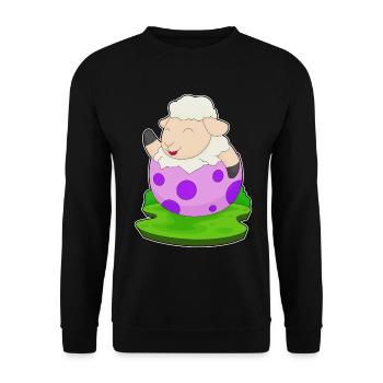 Schaf Ostern Osterei - Unisex Pullover - Schwarz - Vorne - Alina (178cm) & Michal (187cm)