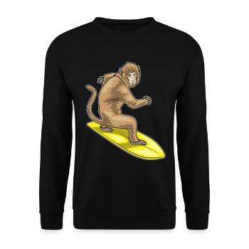 Affe Surfen Surfbrett Sommer - Unisex Pullover - Schwarz - Vorne - Alina (178cm) & Michal (187cm)