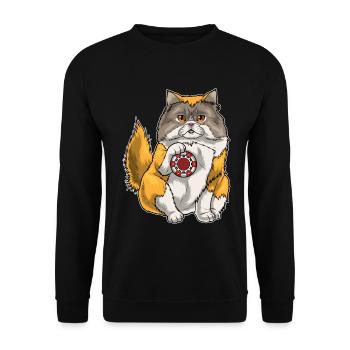 Persian Cat Poker Poker Chips - Unisex Sweatshirt - black - Front - Alina (178cm) & Michal (187cm)